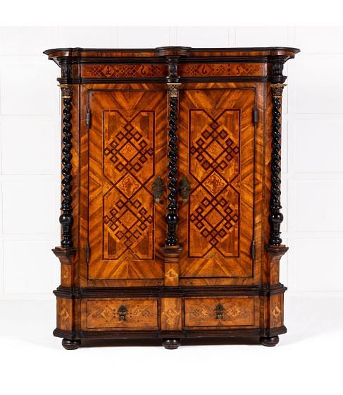 17th Century German Inlaid Walnut Cabinet