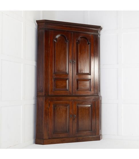 18th Century English Mahogany Floor Standing Corner Cupboard