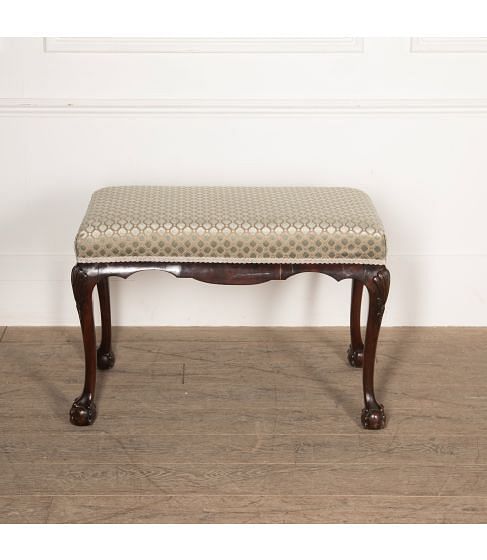 18th Century Irish Mahogany Upholstered Stool