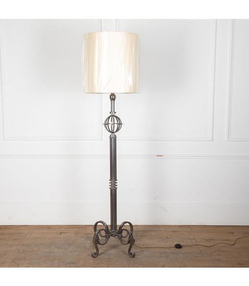 1940s Steel Lamp Stand attributed to Gilbert Poillerat