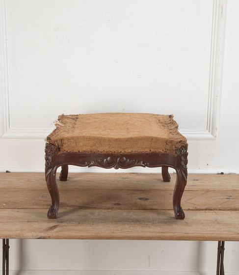 19th Century Carved Cabriolet Leg Square Stool