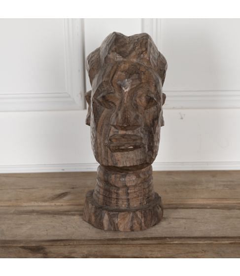 19th Century Carved Wooden Head