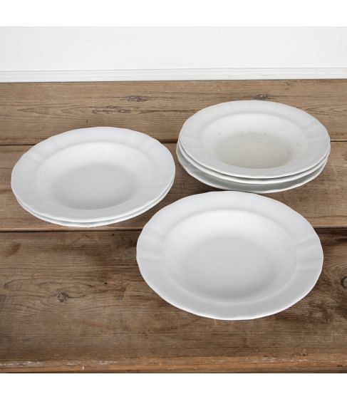 19th Century Collection of Six Dutch White Ironstone Bowls