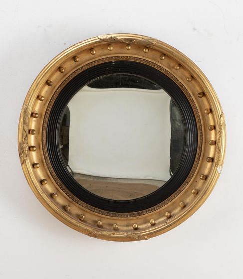 19th Century English Convex Gilt Wall Mirror