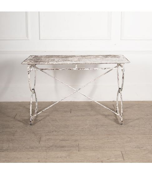 19th Century French Iron Garden Table with Zinc Top