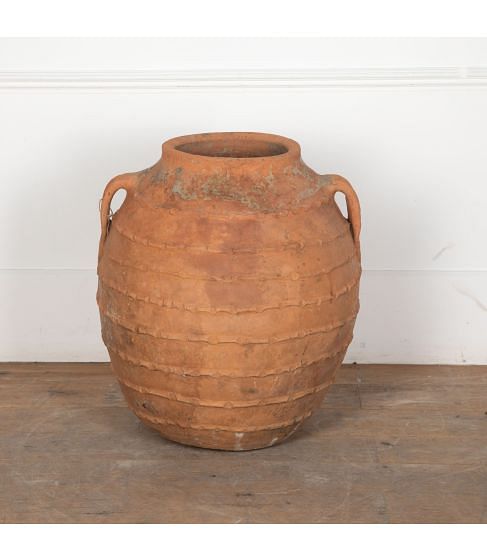 19th Century French Ribbed Terracotta Pot