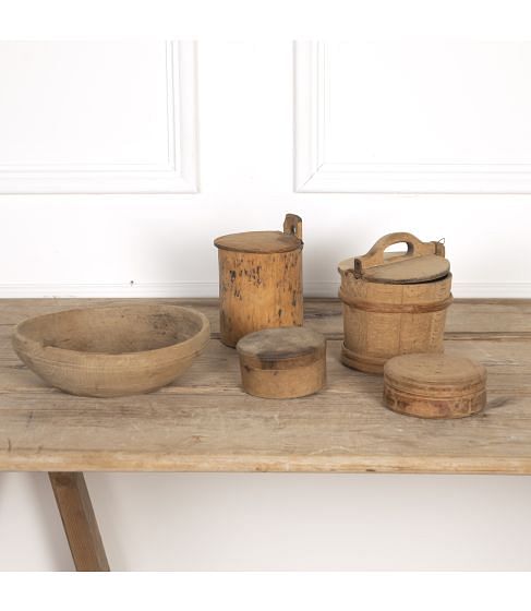 19th Century Group of Five Wooden Containers
