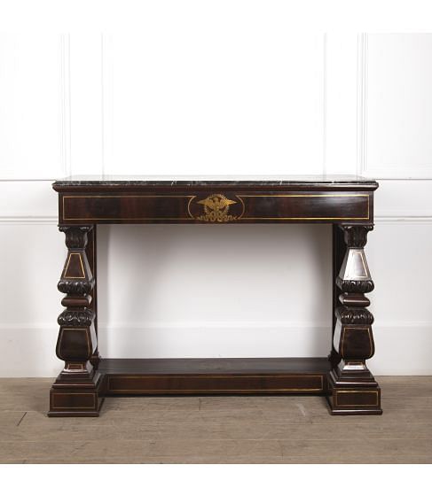 19th Century Italian Mahogany and Boule Inlaid Console Table