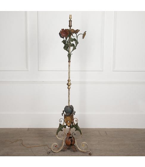 19th Century Italian Polychrome Metal Floor Lamp