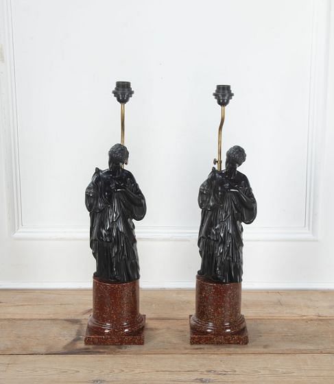 19th Century Neo-Classical Pair of Figural Lamps