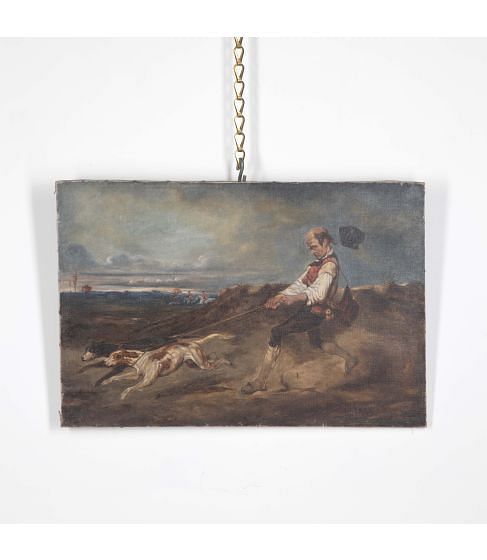 19th Century Oil On Canvas 'Valet de Chiens'