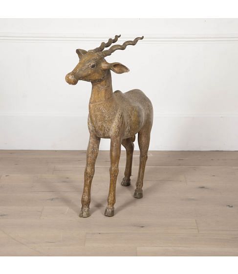 19th Century Quirky Carved Wood Antelope