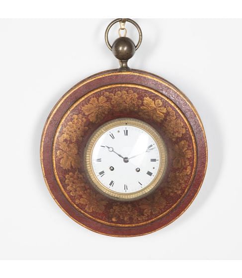 19th Century Red Tole Charles X Bullseye Wall Clock