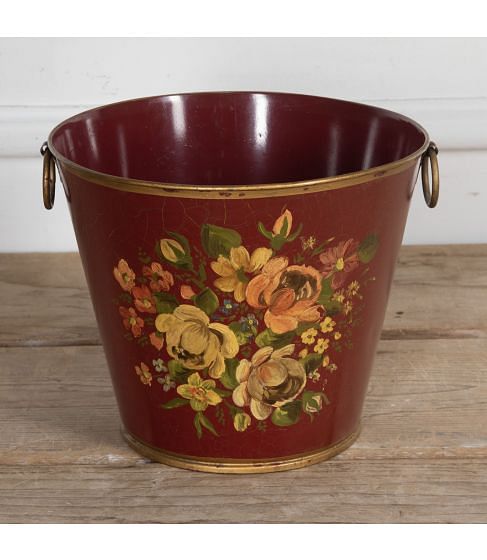 19th Century Red Toleware Bucket