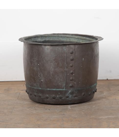 19th Century Riveted Copper Log Bin/Planter