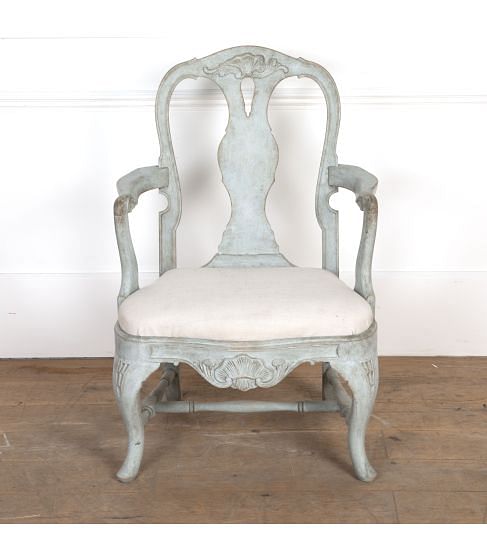 19th Century Swedish Rococo Carver Chair