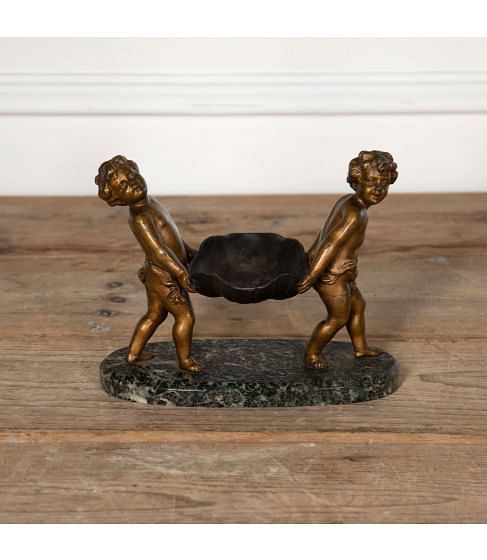20th Century Cherub Dish on Marble Base