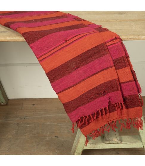 20th Century Embroidered Wool Striped Blanket