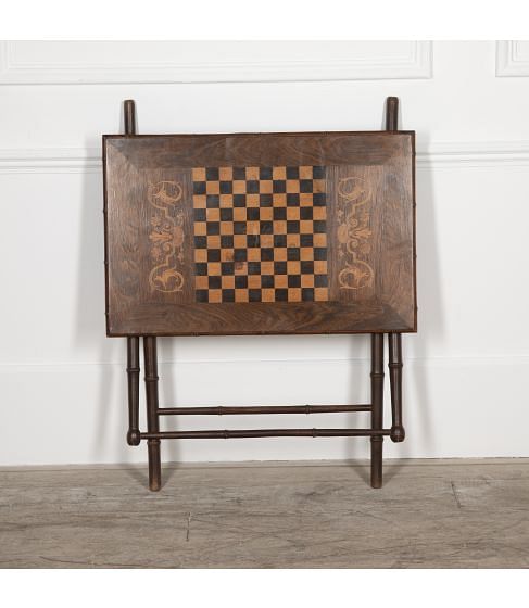 20th Century Folding Faux Bamboo Games Table
