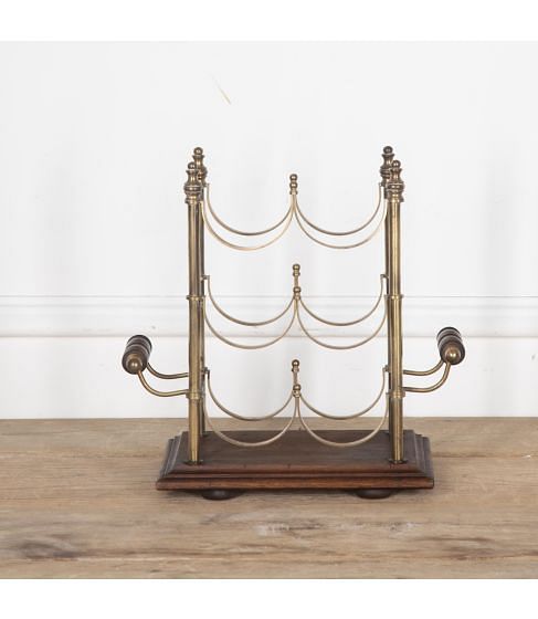 20th Century French Brass Table Top Wine Rack