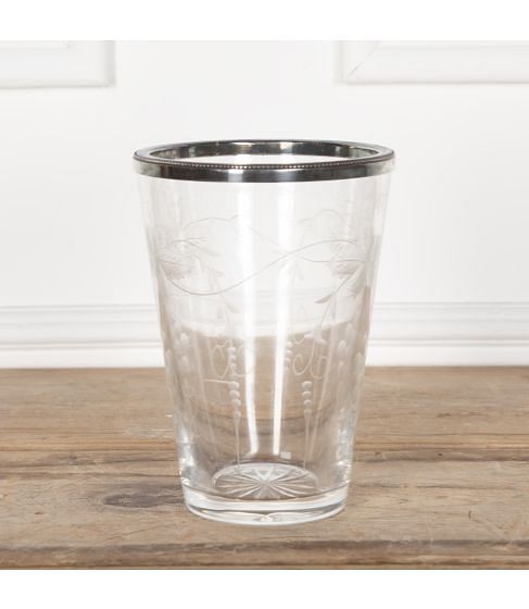 20th Century French Engraved Glass Wine Bottle Holder