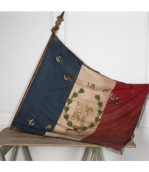 20th Century French Hand Painted Marching Flag