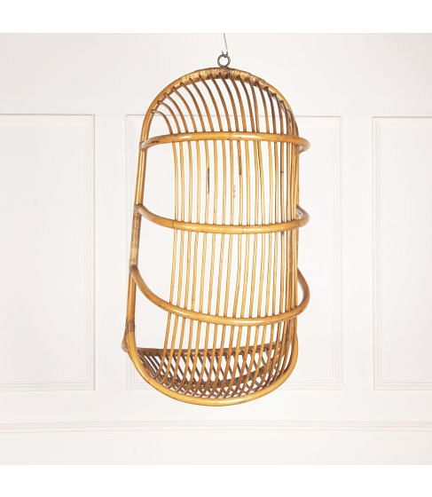 20th Century French Wicker and Cane Hanging Chair
