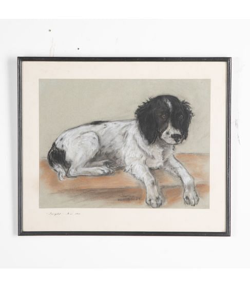 20th Century Pastel Drawing of a Spaniel