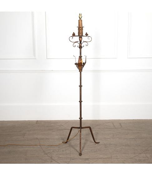 20th Century Spanish Gilt Iron Floor Lamp