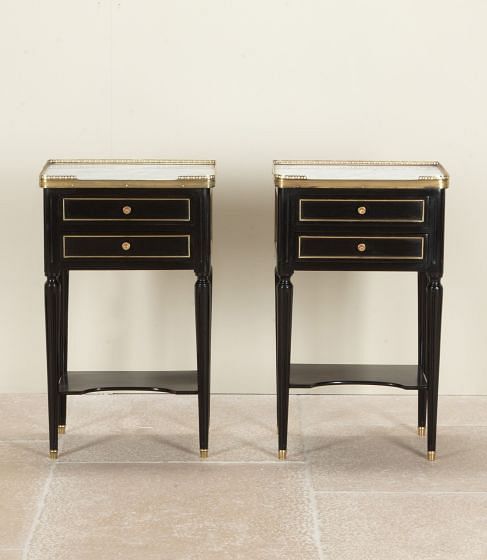 Pair of 20th Century French Two Drawer Ebonised Nightstands BD5242375