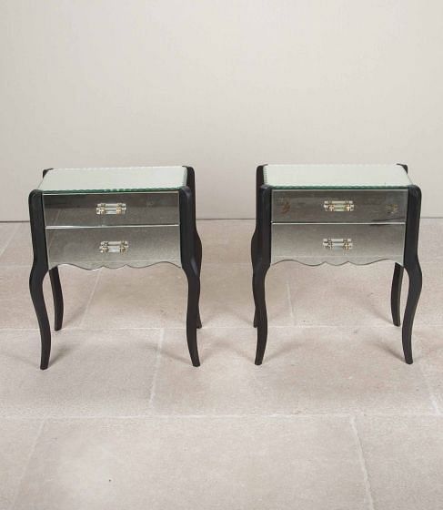 Mid-Century Italian Mirrored Bedside Tables