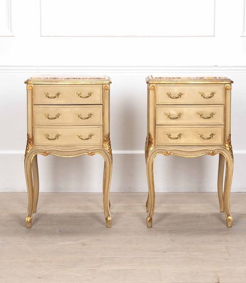 Pair of Early 20th Century Painted and Gilded Bedside Cabinets