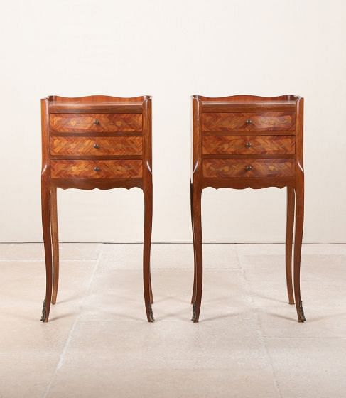 Pair of Mid-20th Century Kingwood and Inlaid Bedside Cabinets