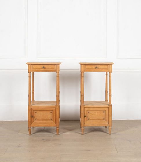 Pair of Late 19th Century French Marble Top Bedside Tables