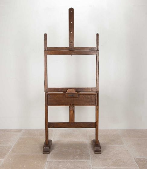 Large 20th Century French Oak Easel with Incorporated Table