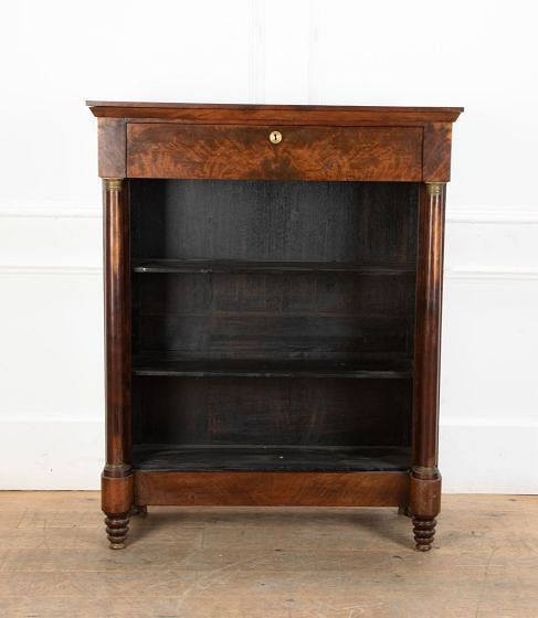 French Empire Flame Mahogany Open Bookcase