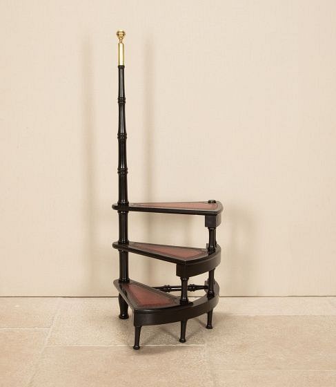 Set of Mid-Century Spanish Ebonised Library Steps