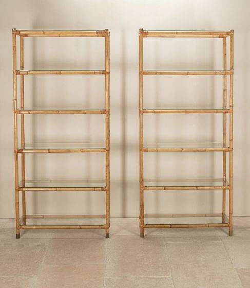 SALE: Pair of Grand Scale Mid-Century Italian Bamboo Shelves BK4542907