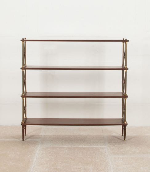 Mid-Century French Mahogany and Brass Bookcase Attributed to Maison Jansen