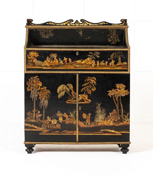 Important 19th Century Regency Period Japanned Side Cabinet