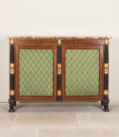 19th Century English Regency Style Marble Top Cabinet