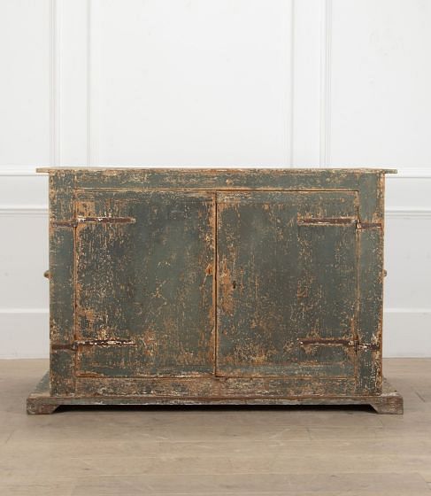 19th Century Italian Rustic Buffet with Original Grey Green Paint