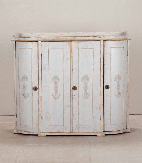 19th Century Swedish Period Four Door Buffet with Curved Ends and Plaster Decorations BU6043334