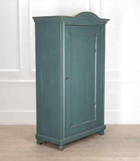19th Century Northern European Later Painted Teal Cupboard
