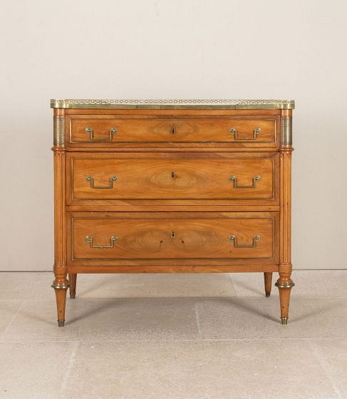 19th Century French Fruitwood Commode with Marble Top