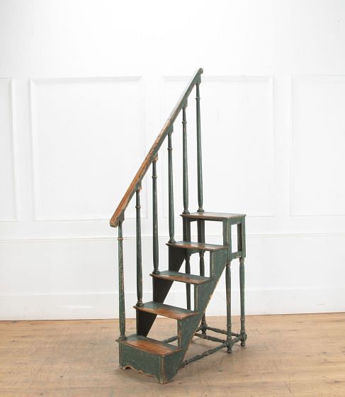 19th Century Painted Pine Library Steps