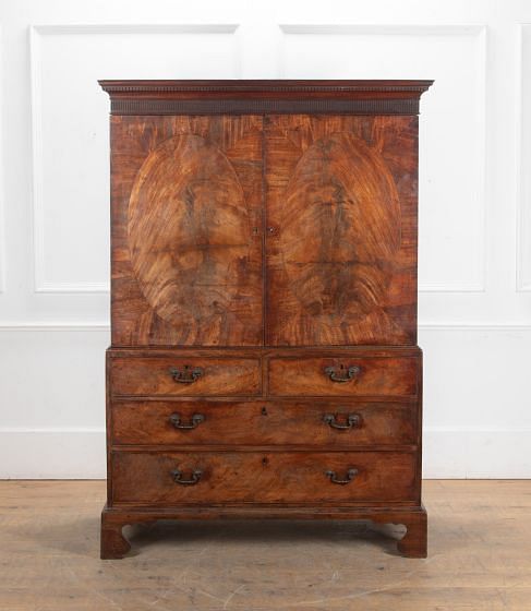 18th Century Chippendale Period Mahogany Linen Press