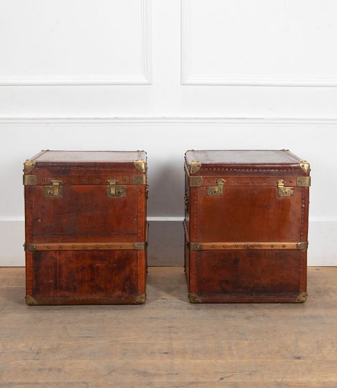 Pair of 20th Century Mulberry Home Leather Trunks
