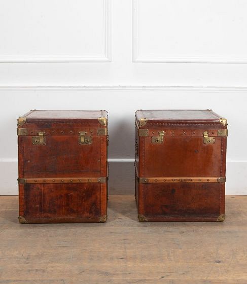 Pair of 20th Century Mulberry Home Leather Trunks