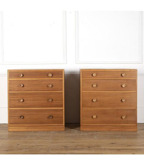 Pair of Mid-Century English Walnut Chests of Drawers